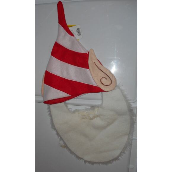 Red and White Striped Christmas Elf Hat with Beard Mustache Ears Merry Brite - Picture 2 of 2